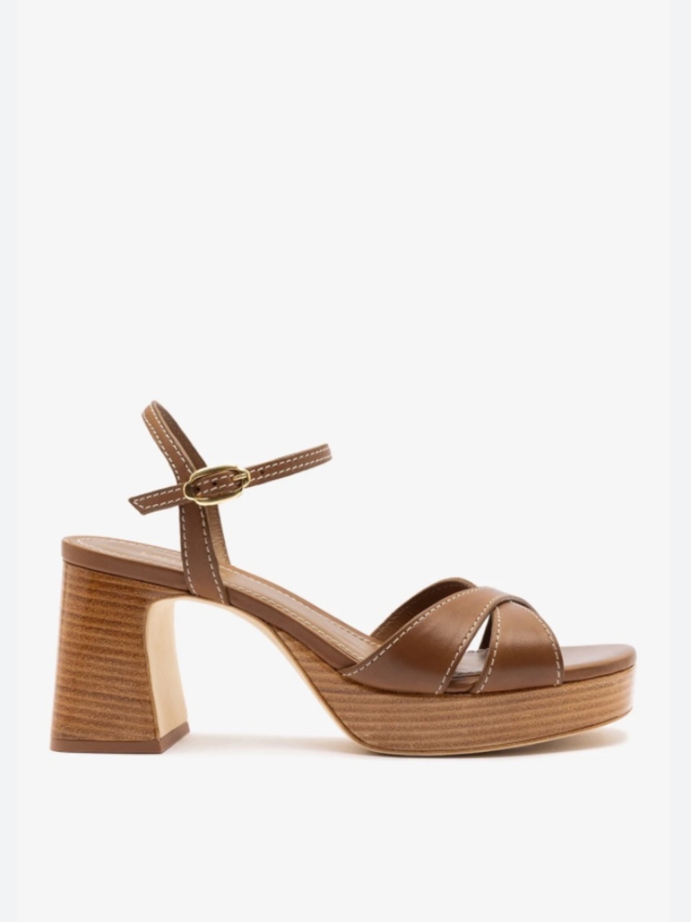 NWT Larroude Bianca Low Sandal Caramel Leather